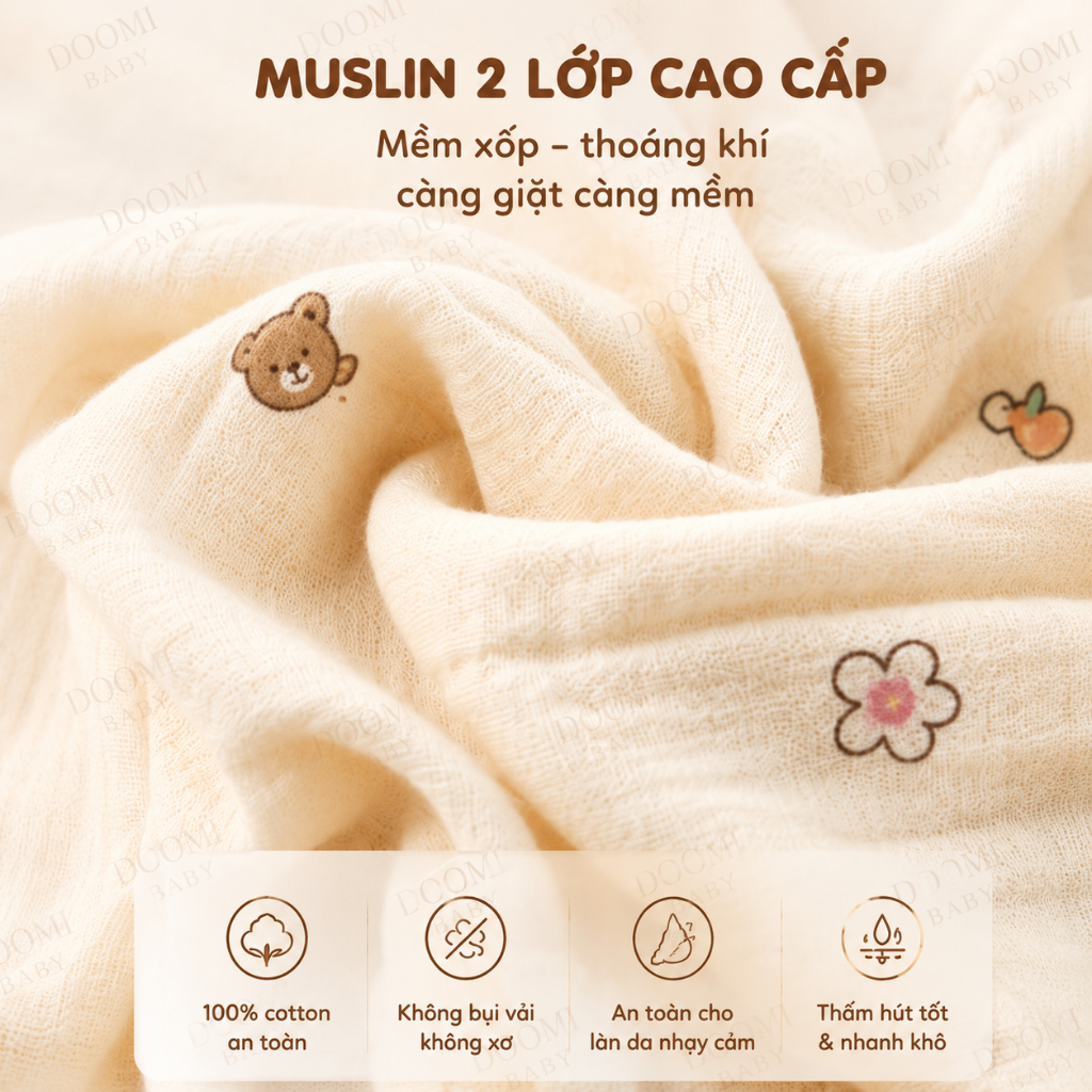 Khăn Sữa Muslin Doomi Baby