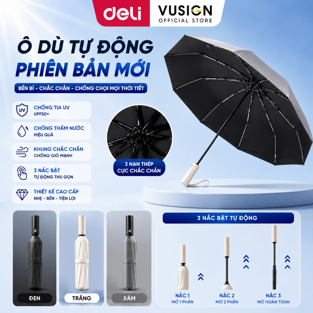 Ô Dù Tự Động Deli