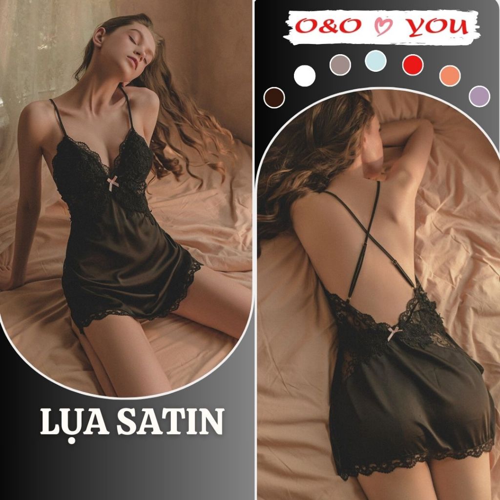 Đầm Ngủ Satin Ren 2 Dây
