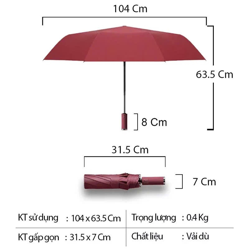 Ô Dù Gấp Gọn Tự Động HGHOME