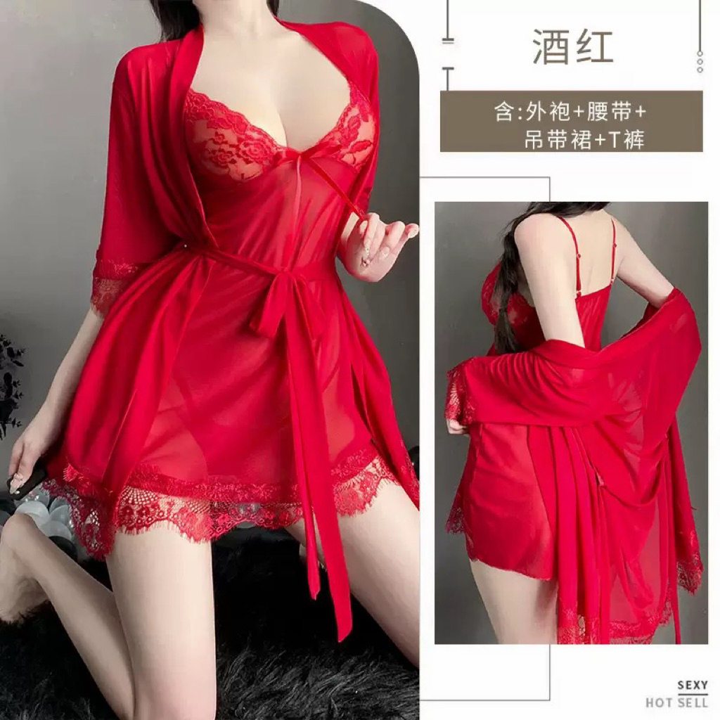 Váy Ngủ Lụa Kèm Áo Choàng