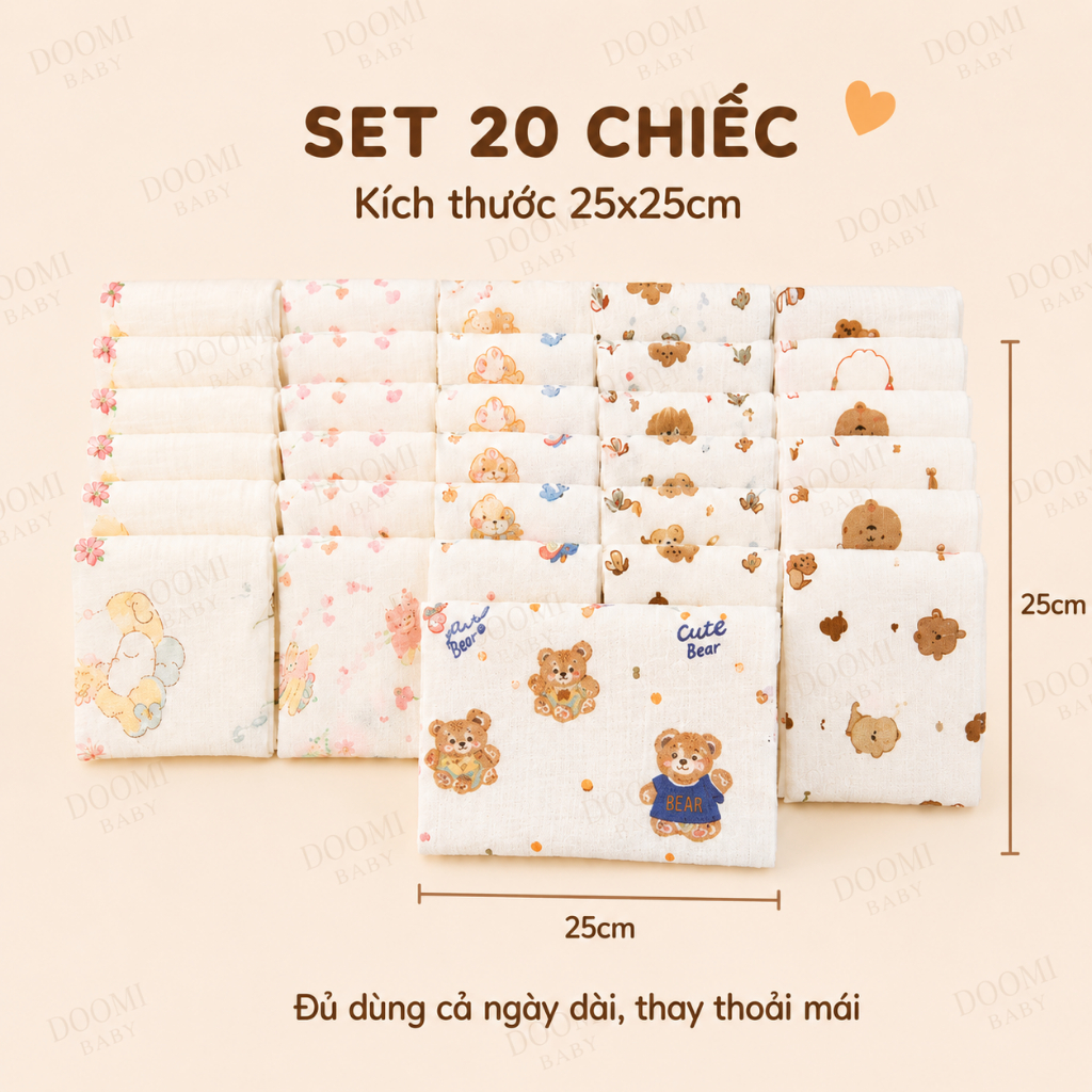 Khăn Sữa Muslin Doomi Baby