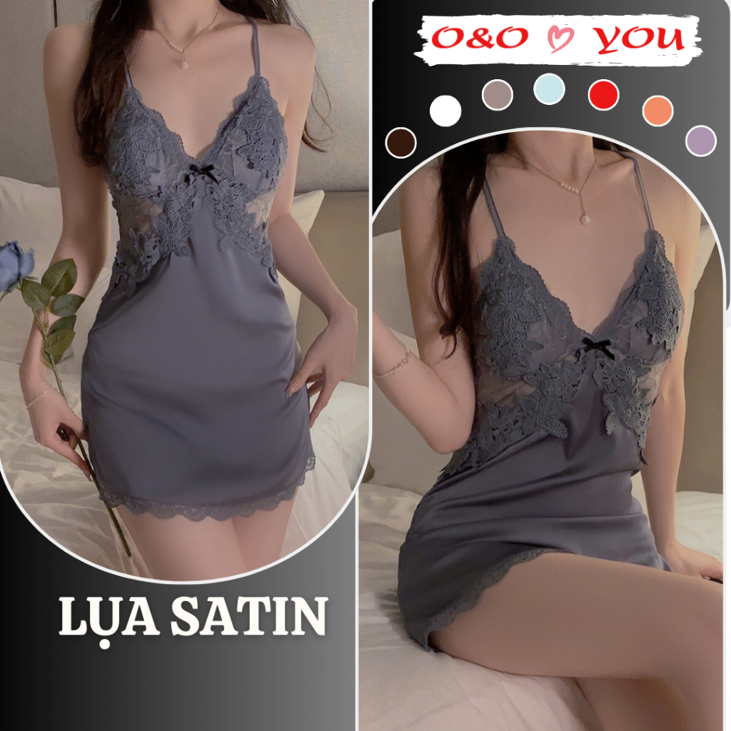 Đầm Ngủ Satin Ren 2 Dây