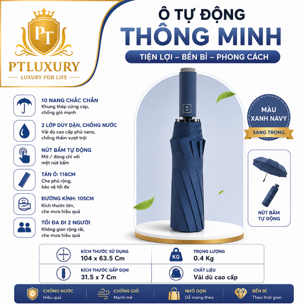 Ô Dù Tự Động PTLUXURY 10 Nan