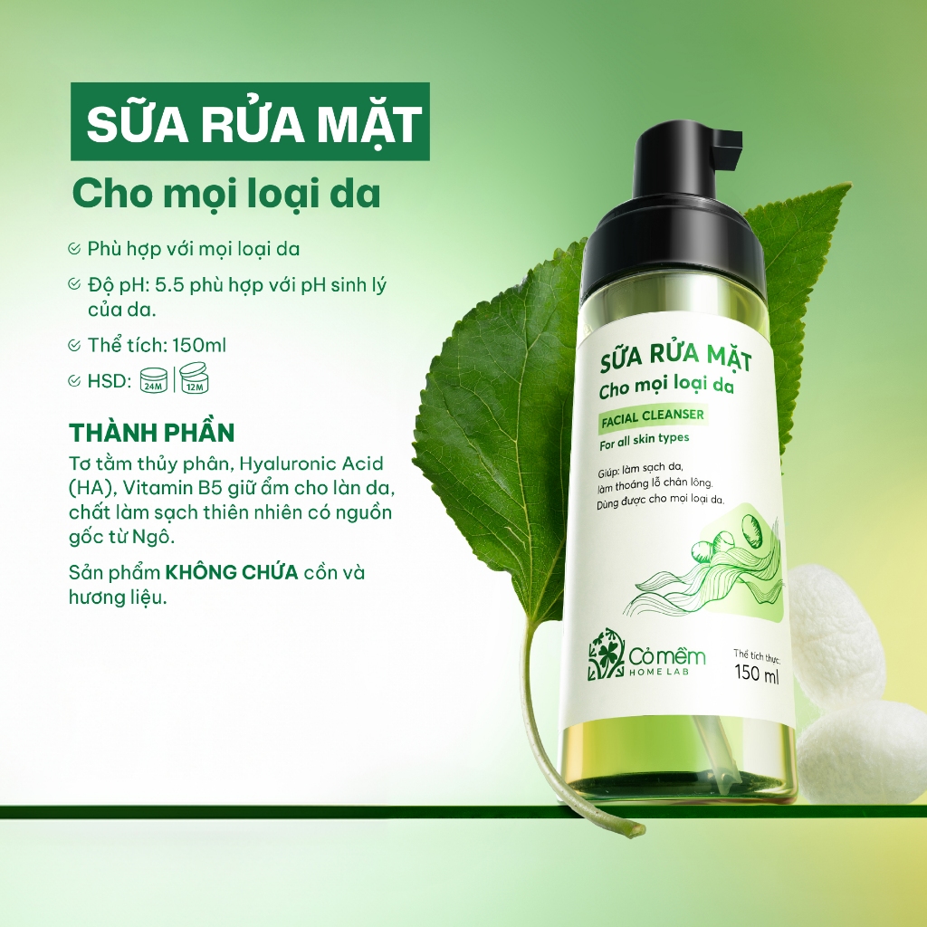 Sữa Rửa Mặt Tạo Bọt Cỏ Mềm