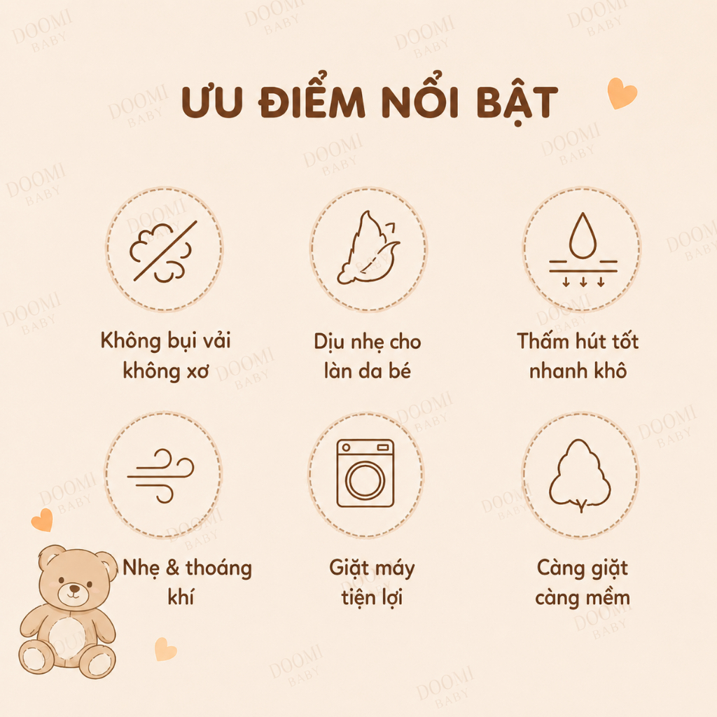 Khăn Sữa Muslin Doomi Baby