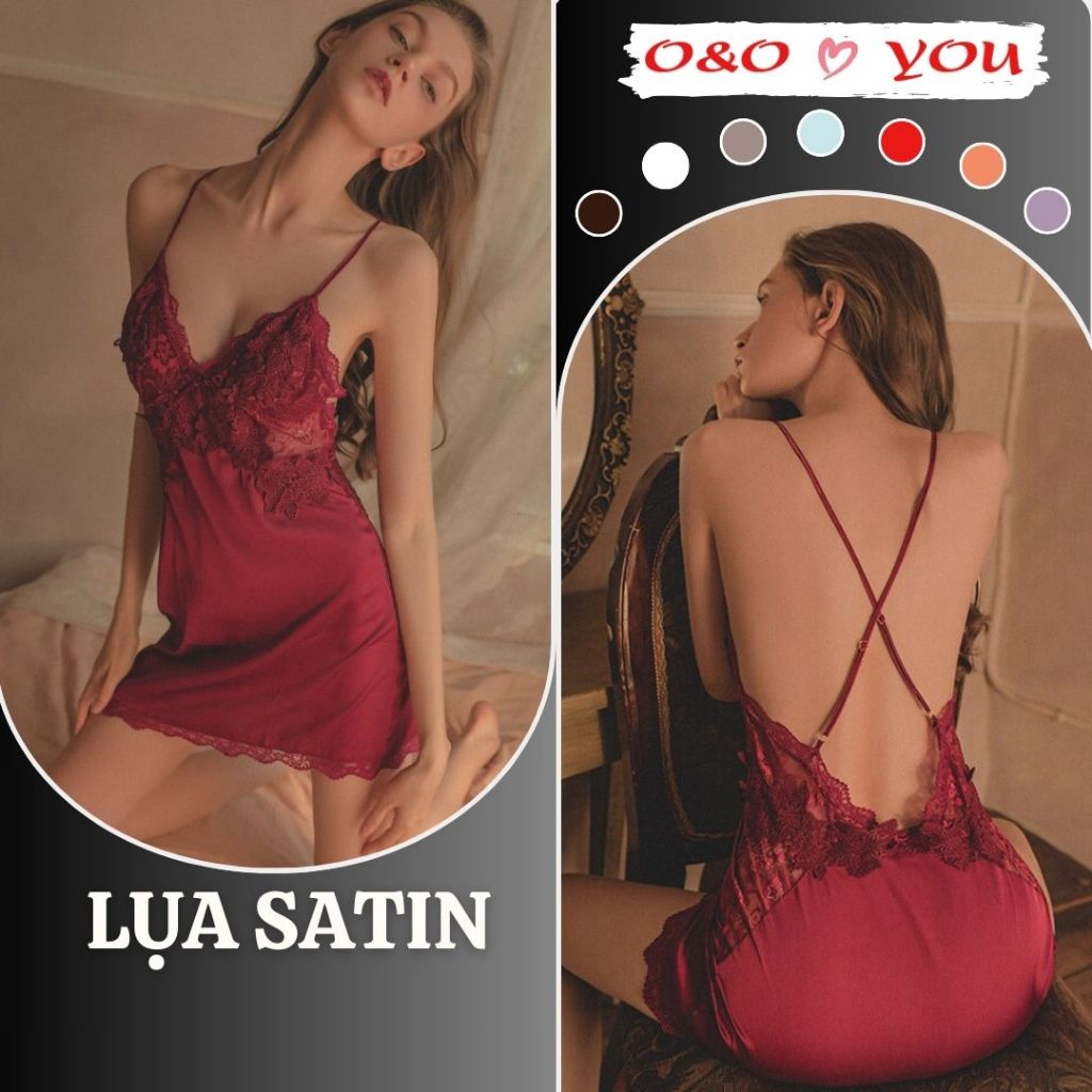 Đầm Ngủ Satin Ren 2 Dây