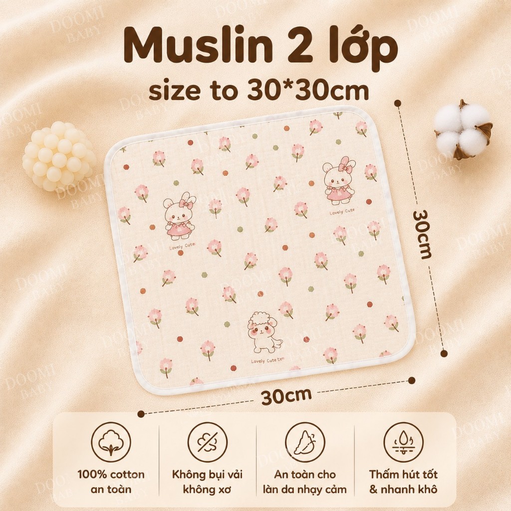 Khăn Sữa Muslin Doomi Baby