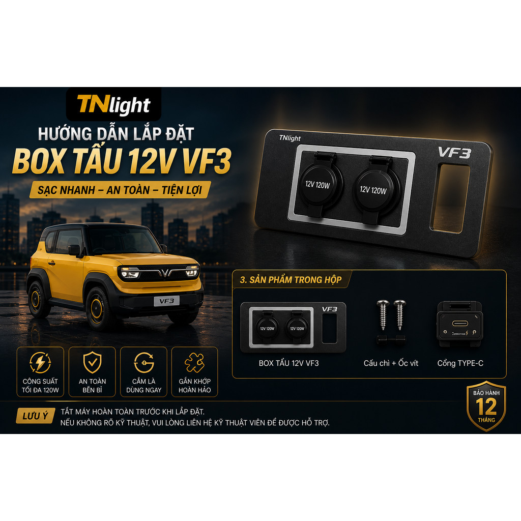 Box tẩu 12V VF3 TNlight