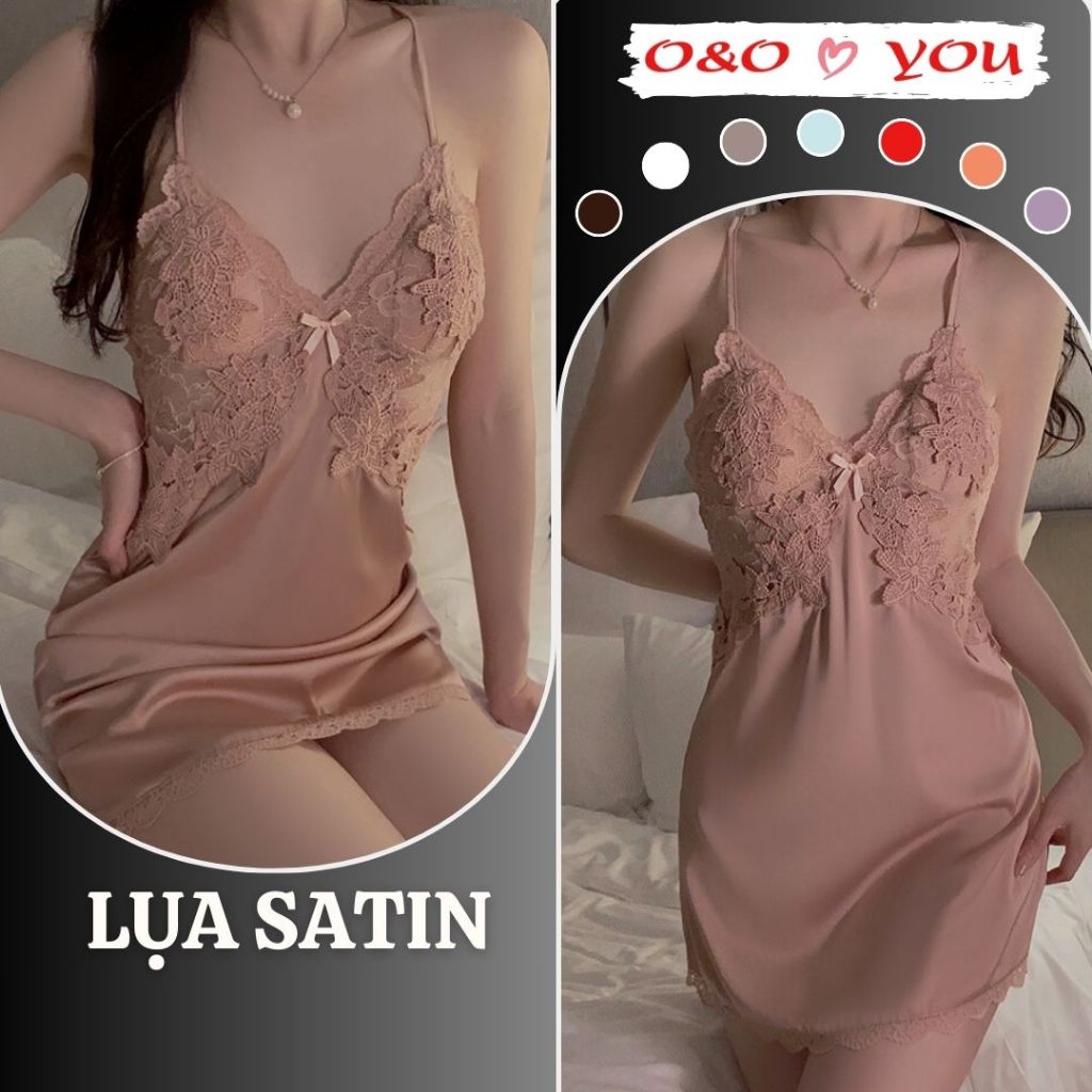Đầm Ngủ Satin Ren 2 Dây
