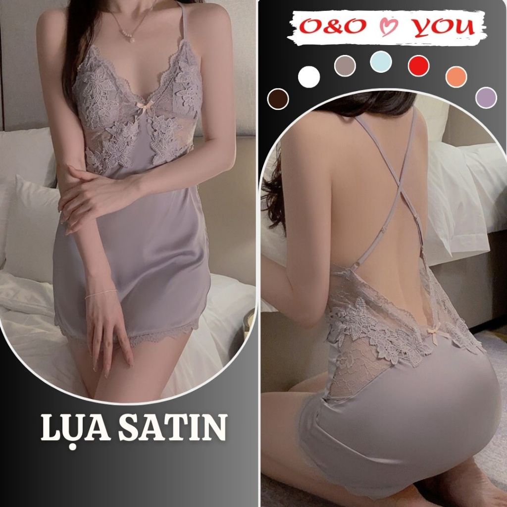 Đầm Ngủ Satin Ren 2 Dây