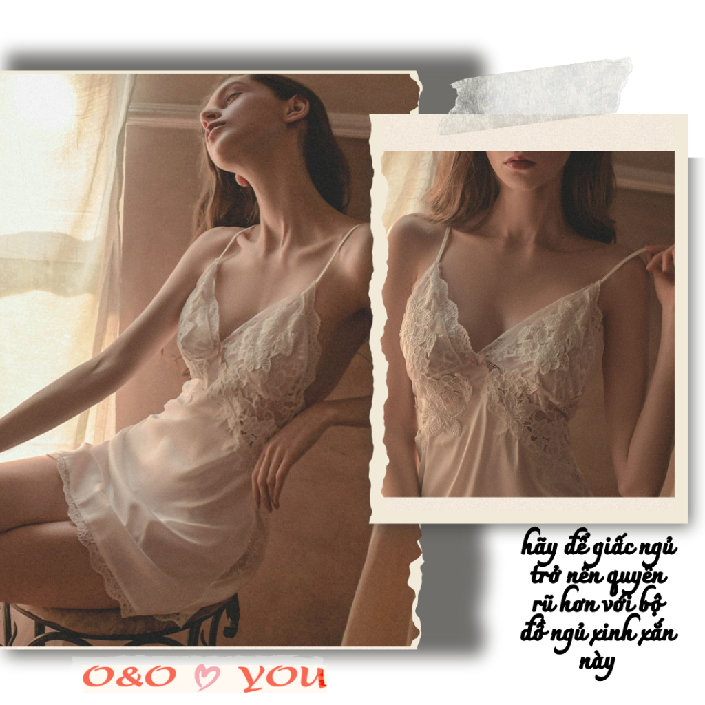 Đầm Ngủ Satin Ren 2 Dây