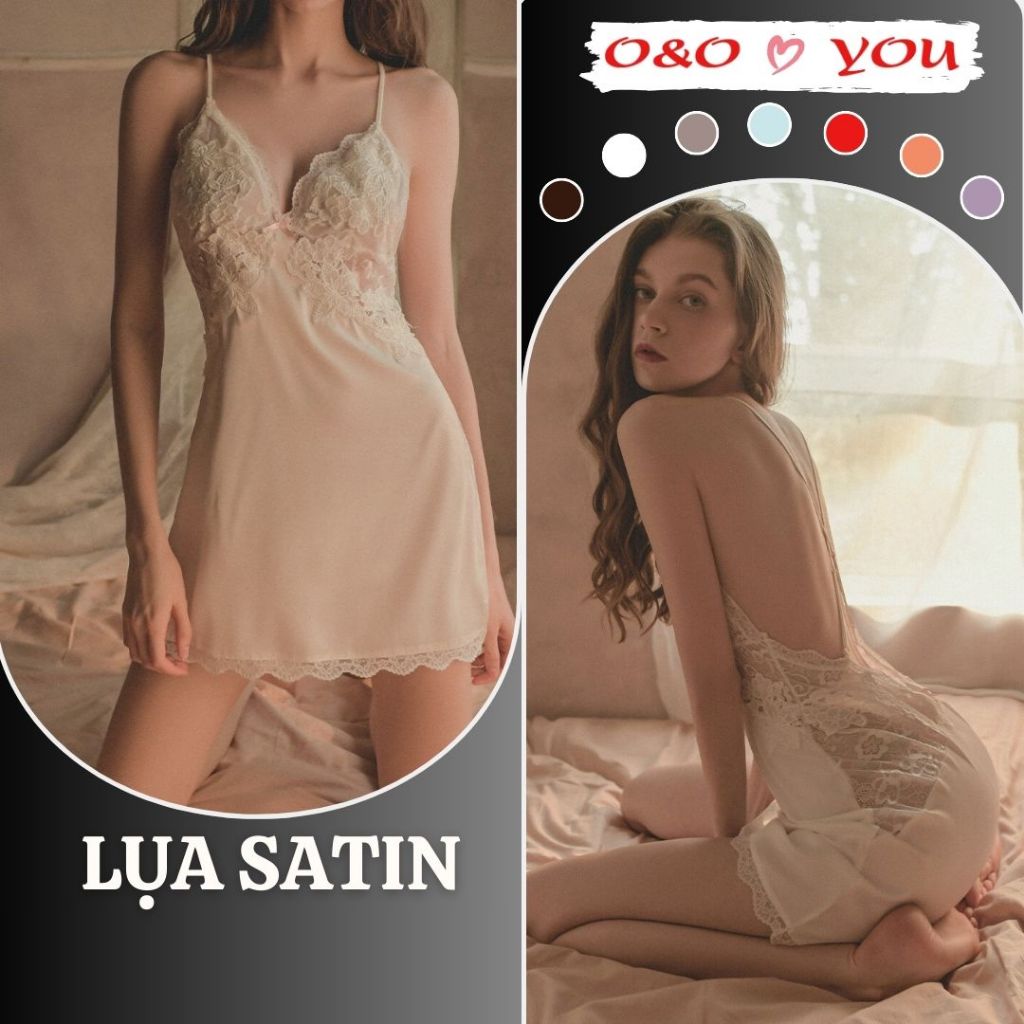 Đầm Ngủ Satin Ren 2 Dây
