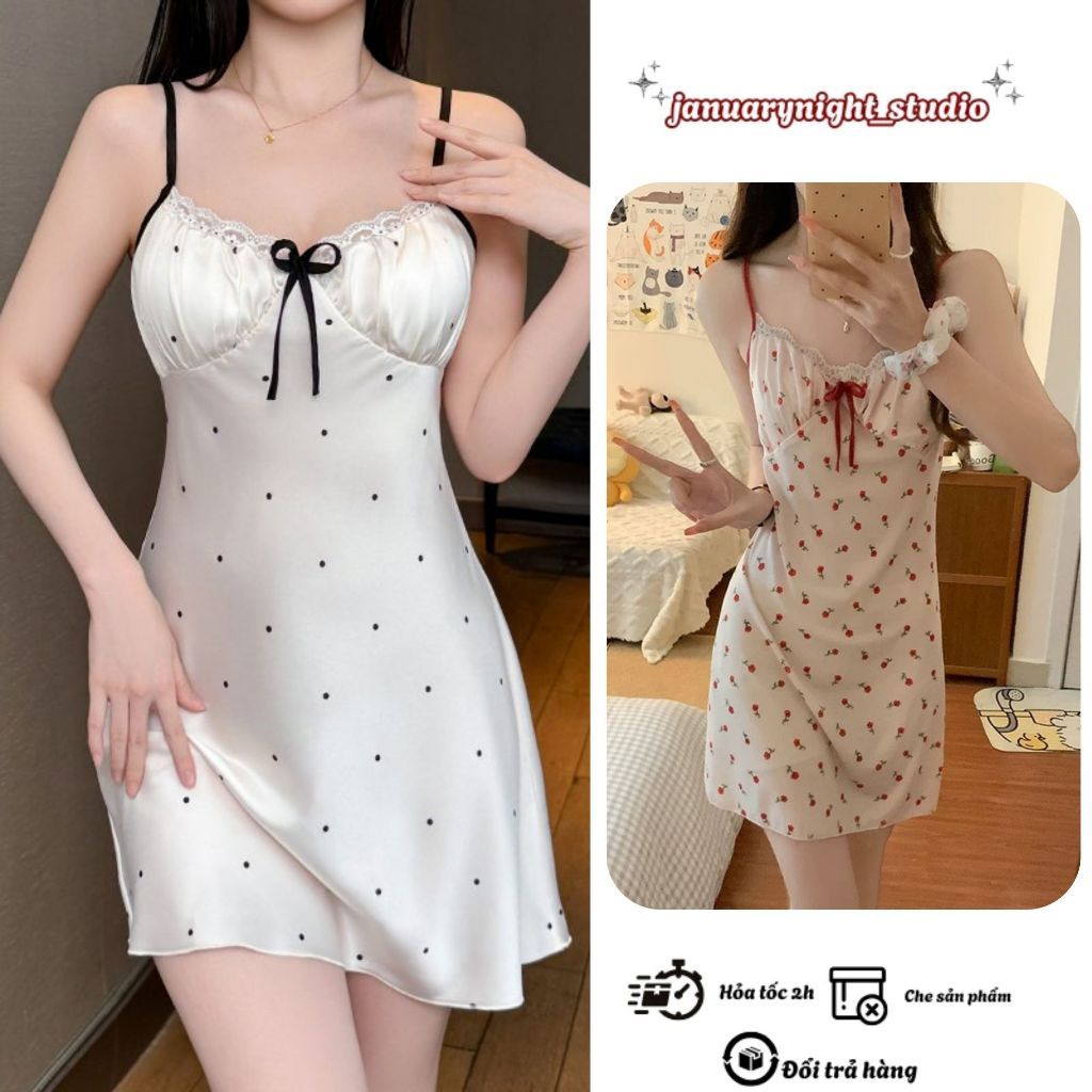 Váy Ngủ Chấm Bi 6414