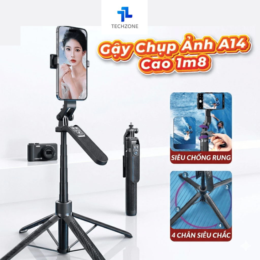 Gậy Selfie Tripod 4 Chân A14